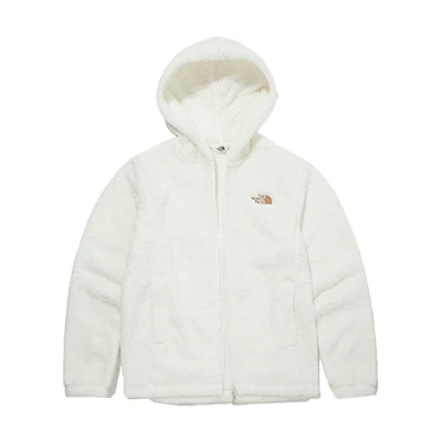 TNF Fleece Zip Hoodie Jacket Winter Unisex Cream White Logo Design NJ4FM58J