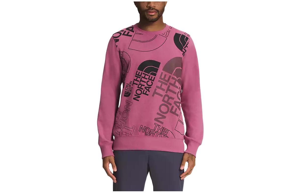 TNF Front Logo Long-Sleeve Crewneck Sweatshirt Purple Red - Men NF0A7UO6-8F0