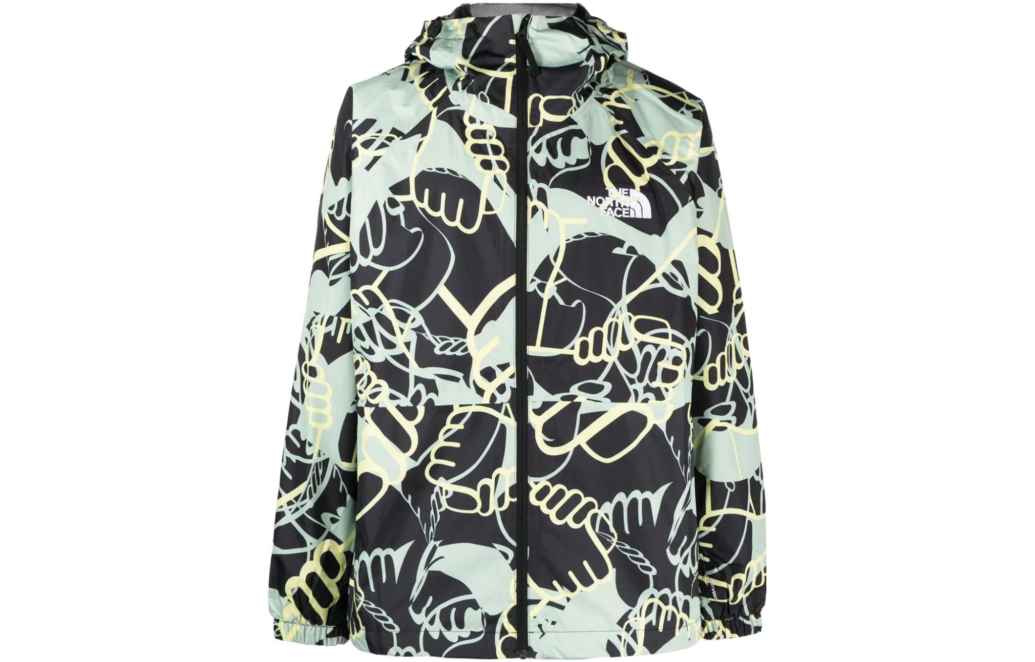 TNF Full-Print Green Zip Hoodie Jacket NF0A82VM-O3Y