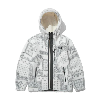 TNF Full-Print Logo Drawstring Zip Hoodie Jacket Beige NJ4FN67B