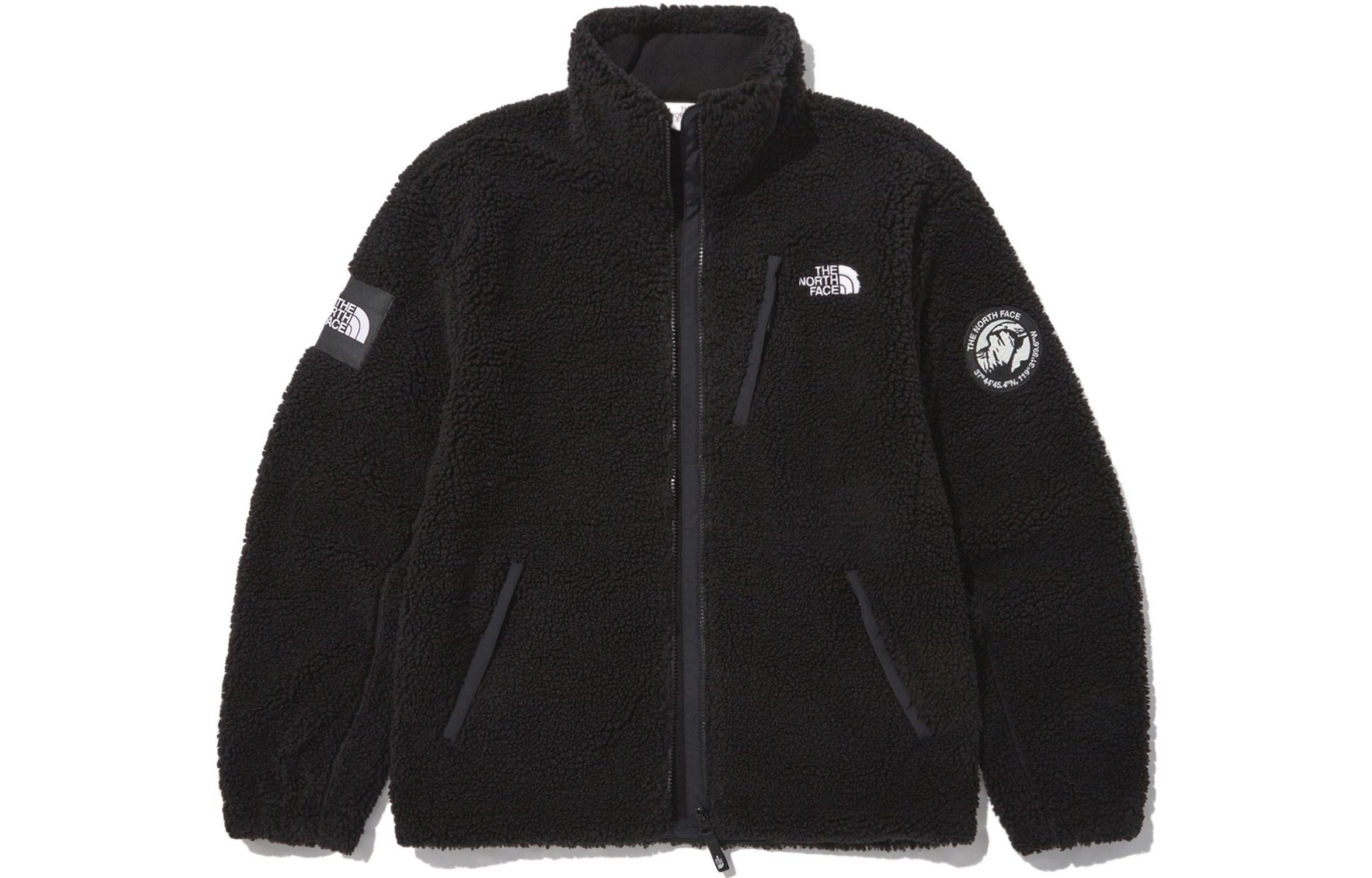 THE NORTH FACE FW22  Black Solid Fleece Jacket with Zip-Up Stand Collar NJ4FN50L-Clothing