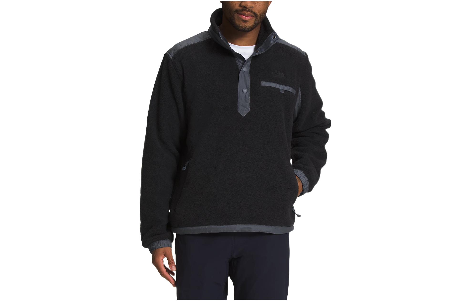 TNF FW22 Black Snap-Button Stand Collar Jacket for Men NF0A7ZWY-NY7