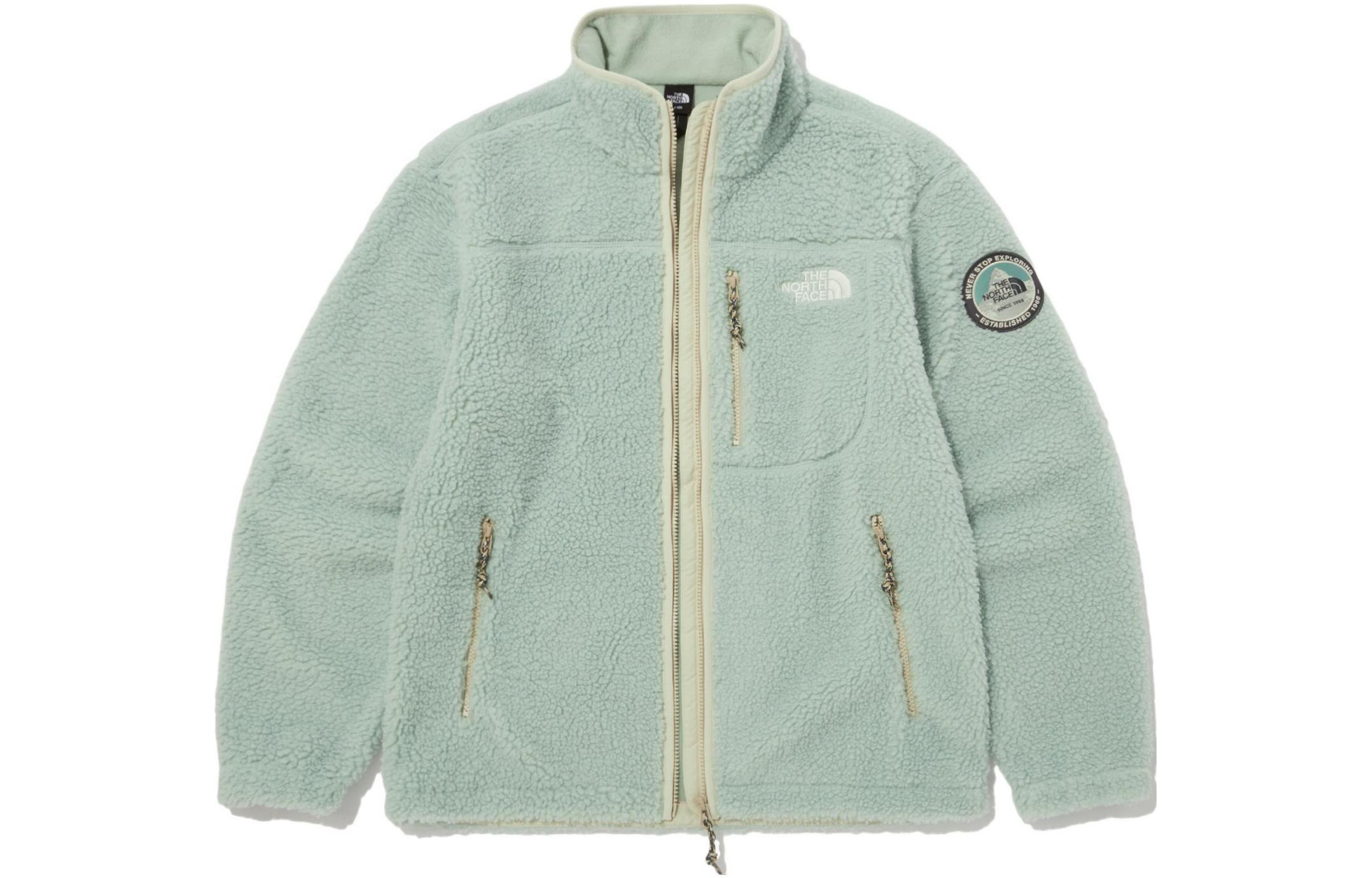 TNF FW22 Embroidered Logo Fleece Jacket Green Unisex Outdoor Warmth NJ4FN56D