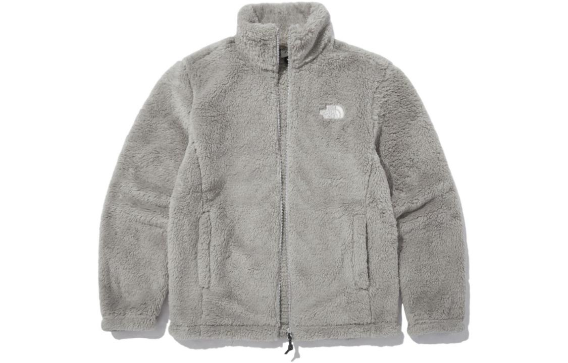 The North Face FW22 Grey Logo Embroidered Zip Up Fleece Jacket for Men NJ4FN55M
