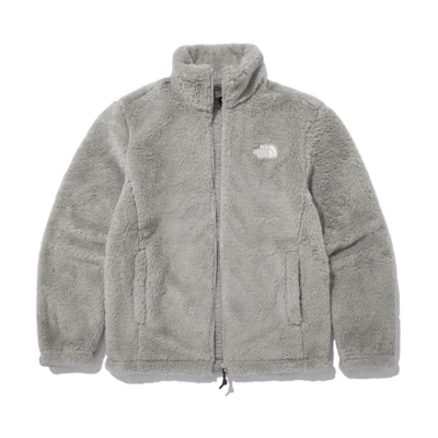 TNF FW22 Grey Logo Embroidered Zip Up Fleece Jacket for Men NJ4FN55M