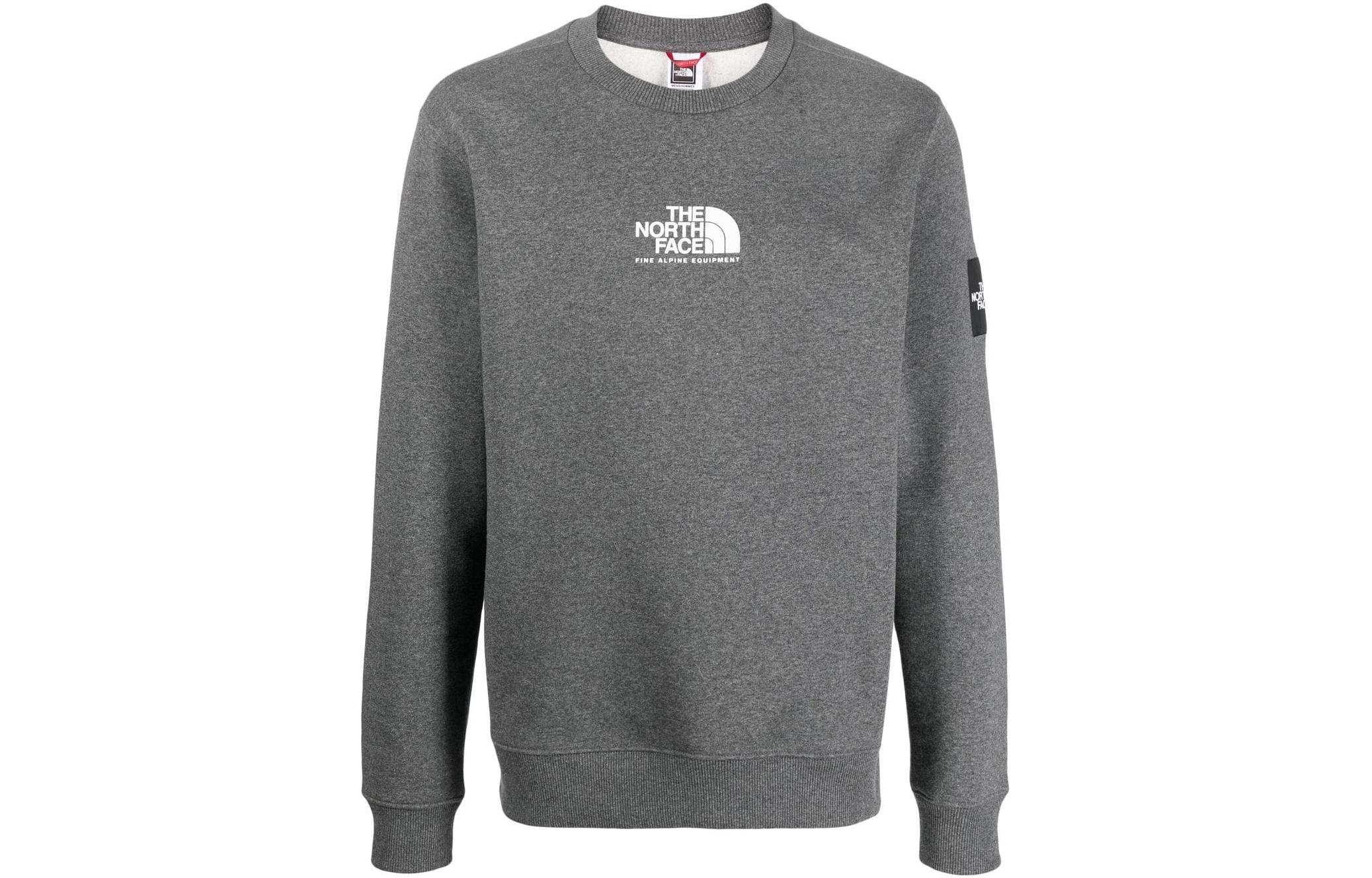 TNF FW22 Logo Print Pullover Sweatshirt Grey Long Sleeve NF0A7X36-DY1