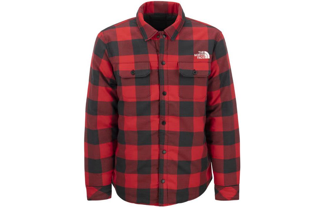 TNF FW22 Reversible Plaid Logo Print Jacket Red/Black Mens NF0A7X28-KX9