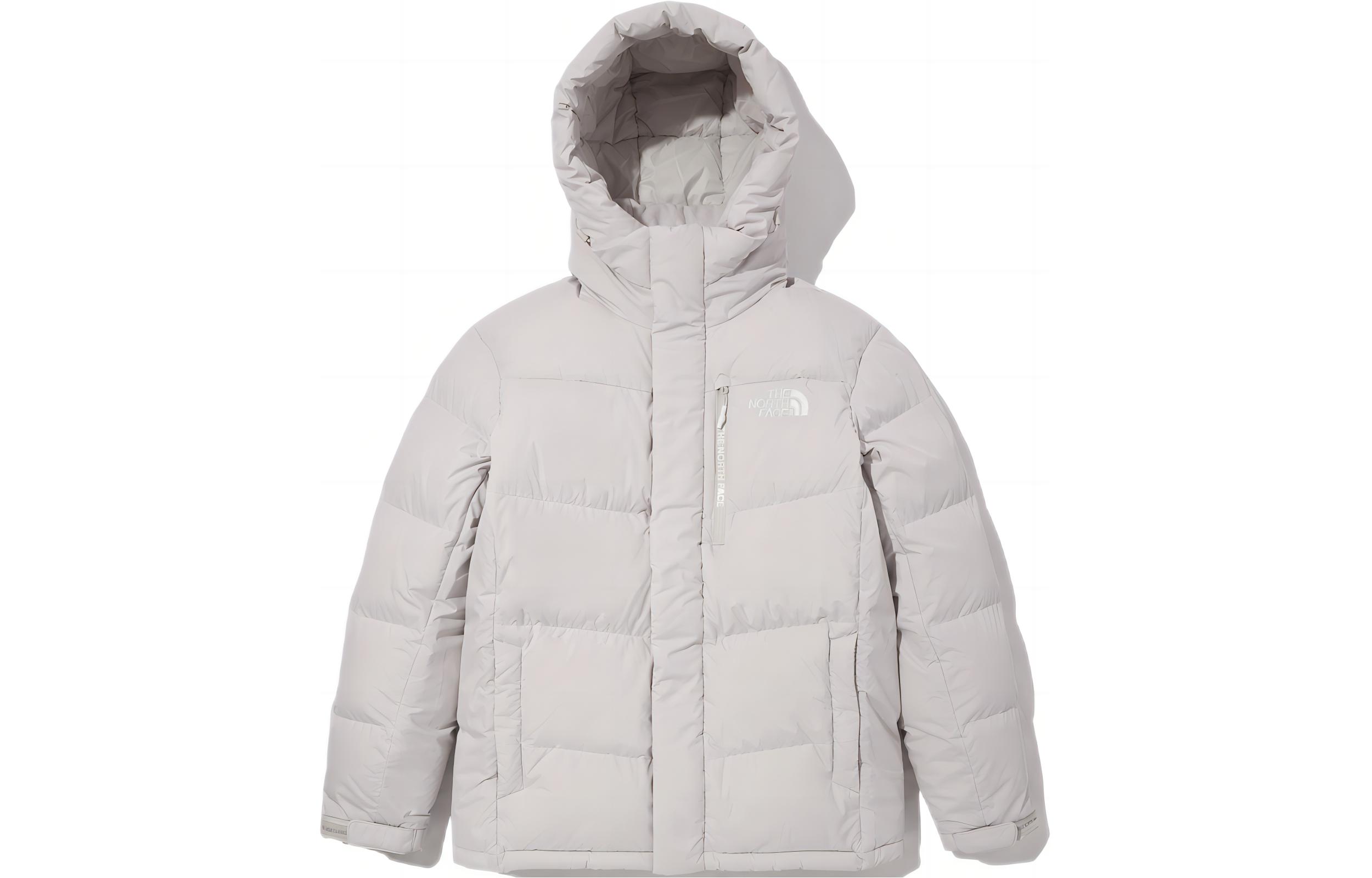 TNF FW23 Nuptse Embroidered Logo Windproof Hood Puffer Jacket Beige Unisex NJ1DN79B