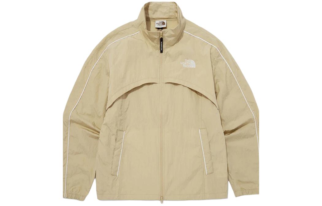 TNF FW24 Embroidered Logo Waterproof Windbreaker Jacket Beige Unisex NJ3BQ05K