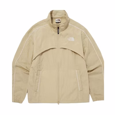 TNF FW24 Embroidered Logo Waterproof Windbreaker Jacket Beige Unisex NJ3BQ05K