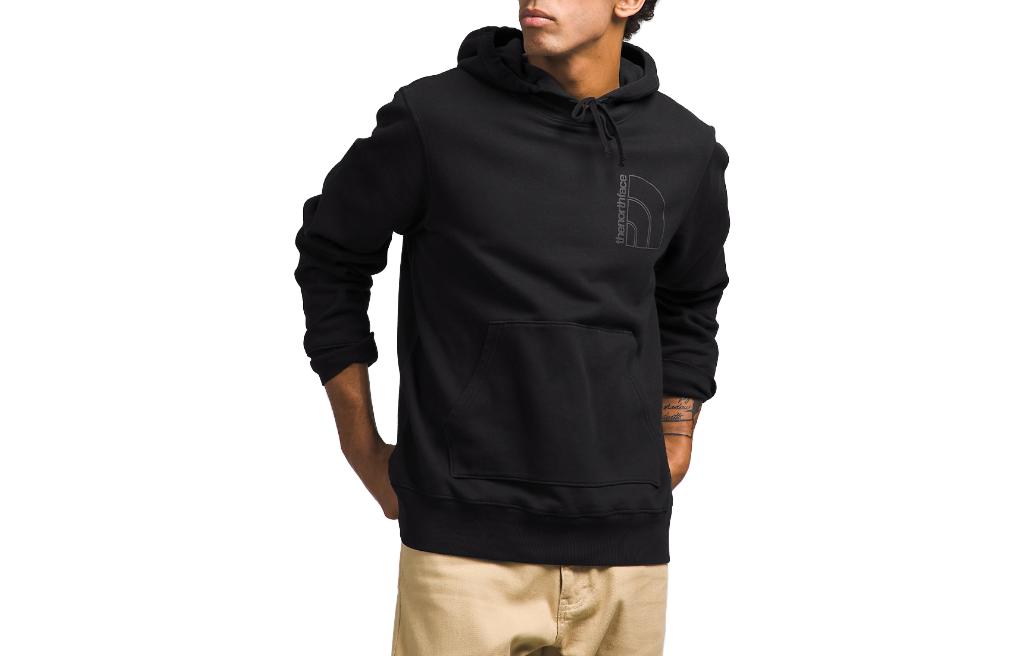 TNF Garment Dye Logo Hoodie Black Long Sleeve Relaxed Fit NF0A7UNW-KX7