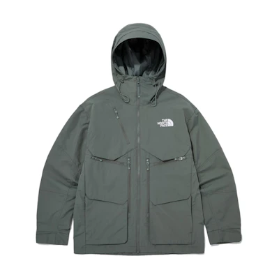 TNF Gear Ridge Gray Logo Hooded Outdoor Jacket Loose Fit NJ3BQ04C