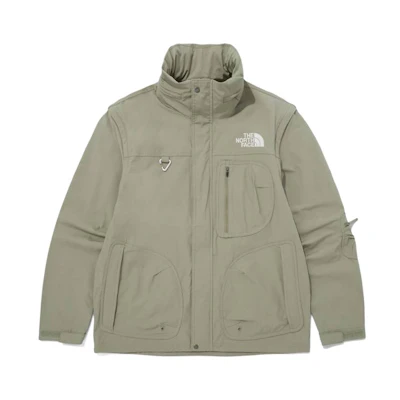 TNF Gear Up DT Green Outdoor Logo Print Utility Jacket for Men NJ3BQ06B