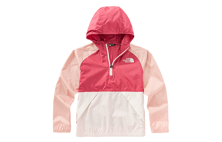 TNF Girls' Colorblock Windproof Half-Zip Hoodie Jacket - Pink NF0A53CQ-396