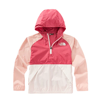 TNF Girls' Colorblock Windproof Half-Zip Hoodie Jacket - Pink NF0A53CQ-396