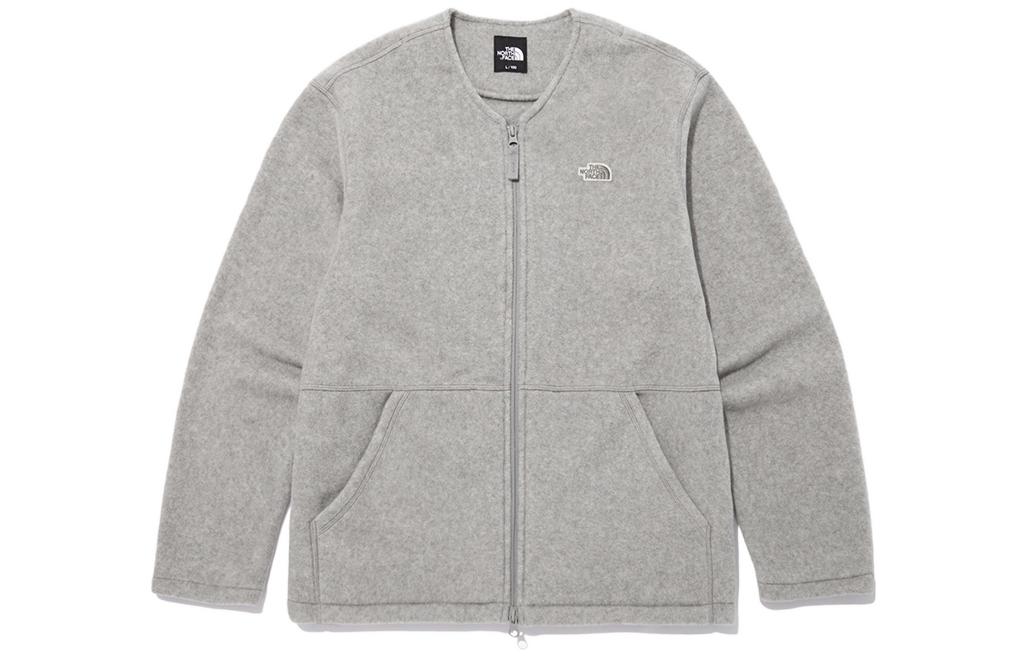 TNF Gray Fleece Jacket with Logo Embroidery Long Sleeve NJ5JN62A