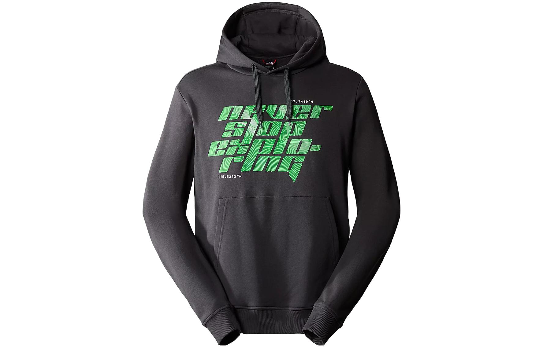 TNF Gray Hoodie with Letter Print Pullover Design NF0A852Z-0C5