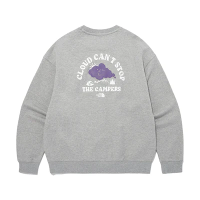 TNF Gray Letter Logo Graphic Crewneck Long Sleeve Sweatshirt NM5MQ01C