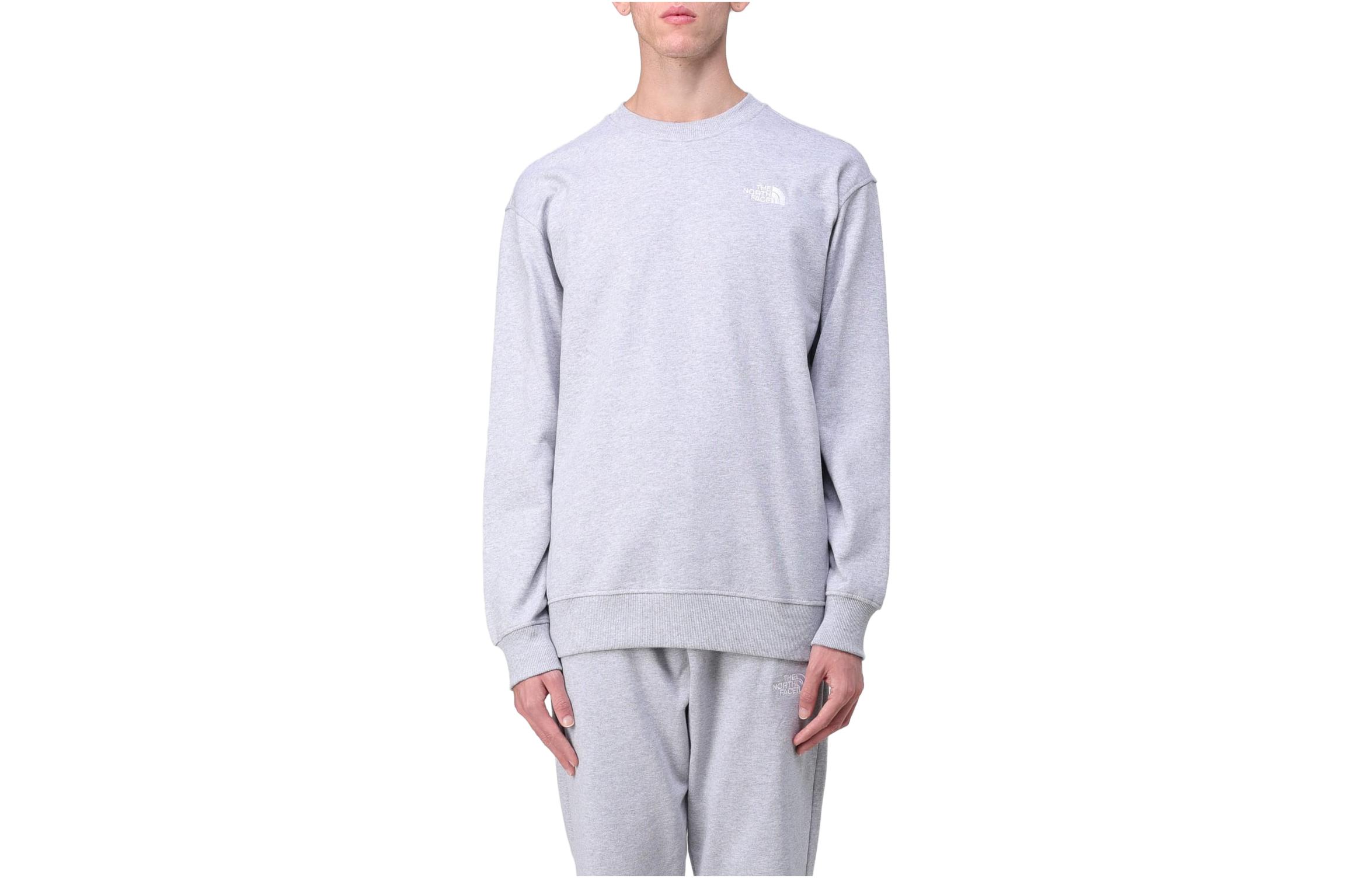 TNF Gray Letter Logo Print Crewneck Long-Sleeve Sweatshirt for Men NF0A7ZJA-DYX1