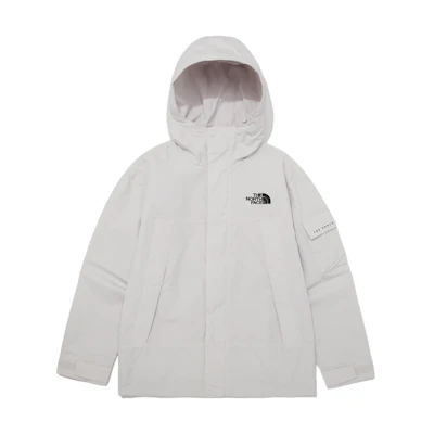 TNF Gray Logo Print Windproof Multi-Pocket Hooded Jacket NJ3BP01L
