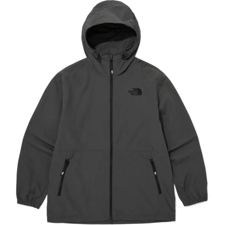 TNF Gray Unisex Solid Color Zip Hoodie Jacket NJ3BQ06L