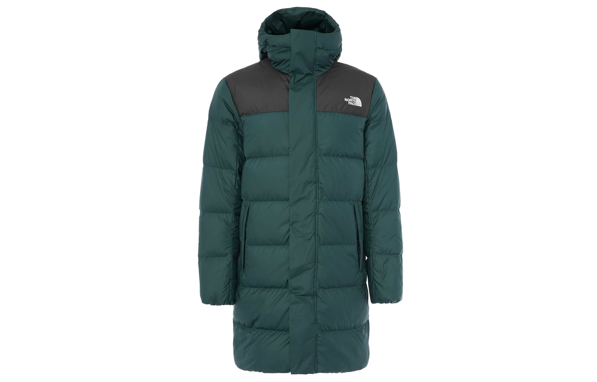 TNF Green Colorblock Logo Embroidered Zip Hoodie Jacket NF0A7UQR-EK2