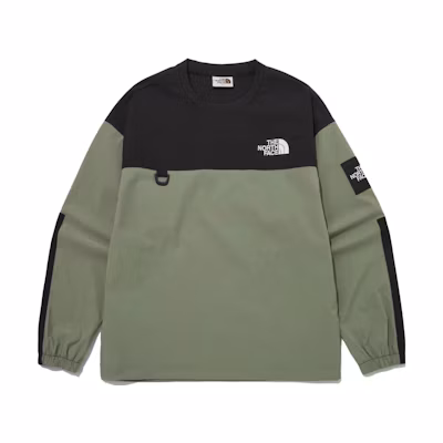 TNF Green Embroidered Lettering Crewneck Sweatshirt Unisex Loose Fit NM5MP53K