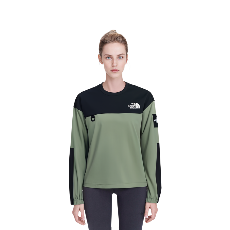 TNF Green Embroidered Lettering Crewneck Sweatshirt Unisex Loose Fit NM5MP53K 圖 4