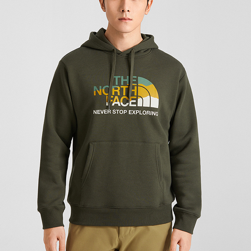 TNF Green Fleece Logo Hoodie Unisex Winter Pullover NF0A7W8K-21L 圖 5