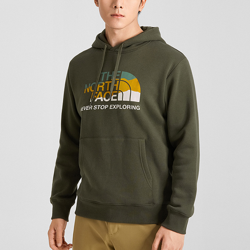 TNF Green Fleece Logo Hoodie Unisex Winter Pullover NF0A7W8K-21L 圖 6