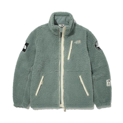 TNF Green Fleece Logo Jacket with Stand Collar NJ4FM61K