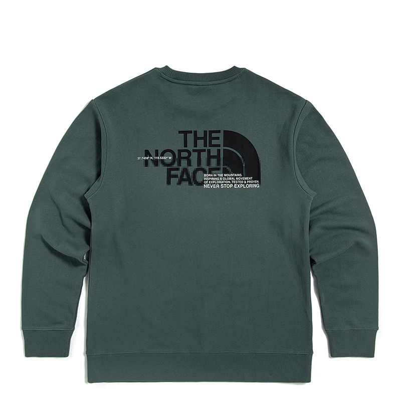TNF Green Letter Print Casual Pullover Sweatshirt NF0A5JV7-HBS