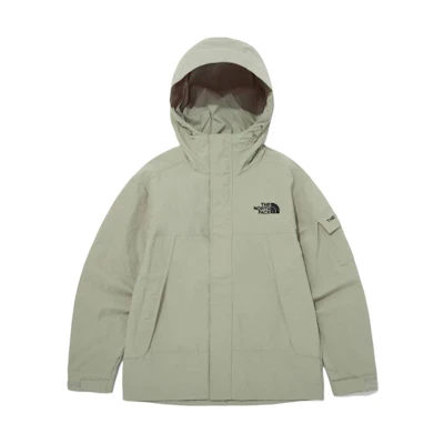 TNF Green Logo Embroidered Hooded Loose-Fit Jacket with Pockets NJ3BQ00C