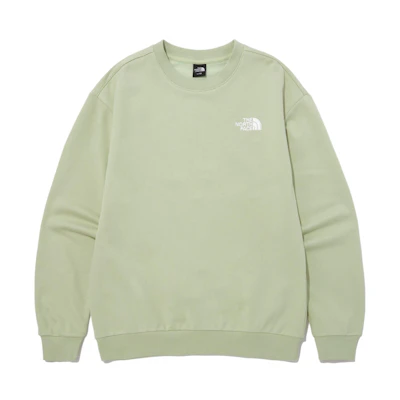 TNF Green Logo Print Crewneck Sweatshirt Unisex Relaxed Fit NM5MP10C