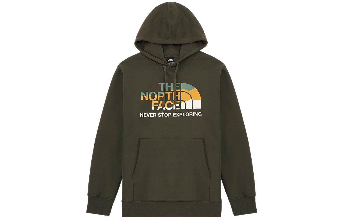 TNF Green Logo Print Hoodie Unisex Long Sleeve Pullover Sweatshirt NF0A7QUV-21L