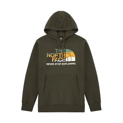 TNF Green Logo Print Hoodie Unisex Long Sleeve Pullover Sweatshirt NF0A7QUV-21L