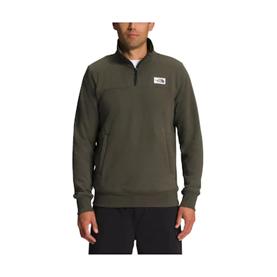 TNF Green Logo Print Long Sleeve Crewneck Sweatshirt for Men NF0A7UPF-21L