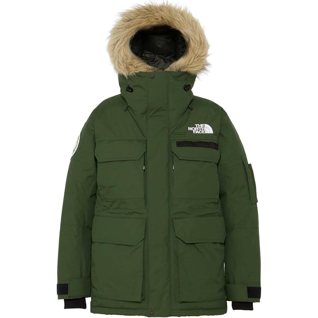 TNF Green Logo Print Multi-Pocket Hooded Down Jacket NF0AND92-220