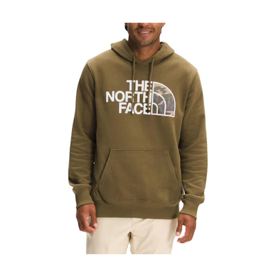 TNF Green Logo Print Pullover Hoodie Retro Style NF0A4M4B-50C