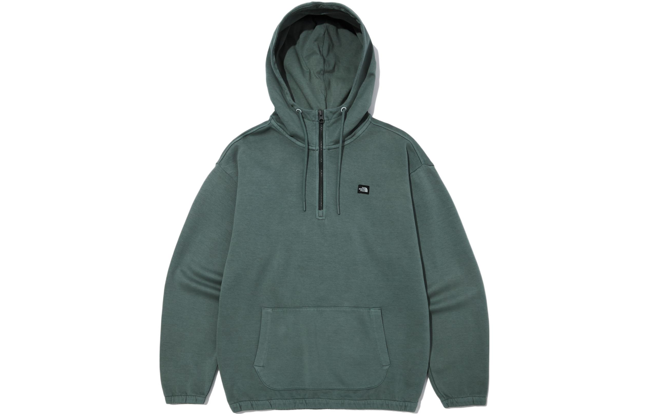 TNF Green Logo Print Pullover Sweatshirt Solid Color NM5PM53B