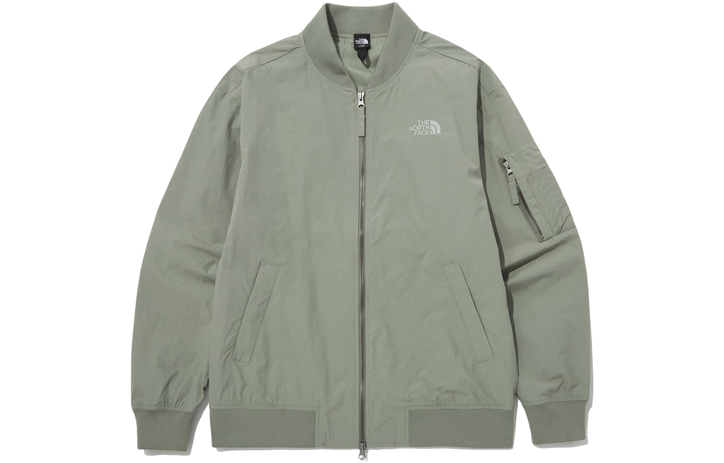 The North Face Green Logo Print Zip-Up Bomber Jacket Unisex NJ3BP02C