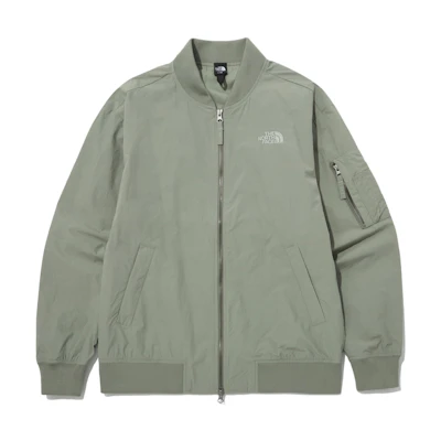 TNF Green Logo Print Zip-Up Bomber Jacket Unisex NJ3BP02C