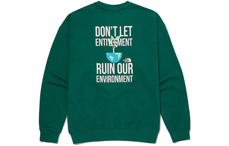 TNF Green Logo Pullover Crewneck Sweatshirt Unisex Long Sleeve NM5MM01M