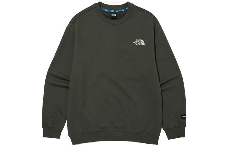 TNF Green Loose-Fit Crewneck Sweatshirt Unisex with Letter Pattern NM5MM60A