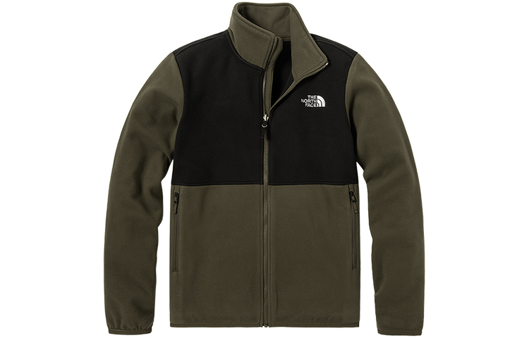 TNF Green Outdoor Logo Fleece Jacket with Stand Collar NF0A4NA3-BQW