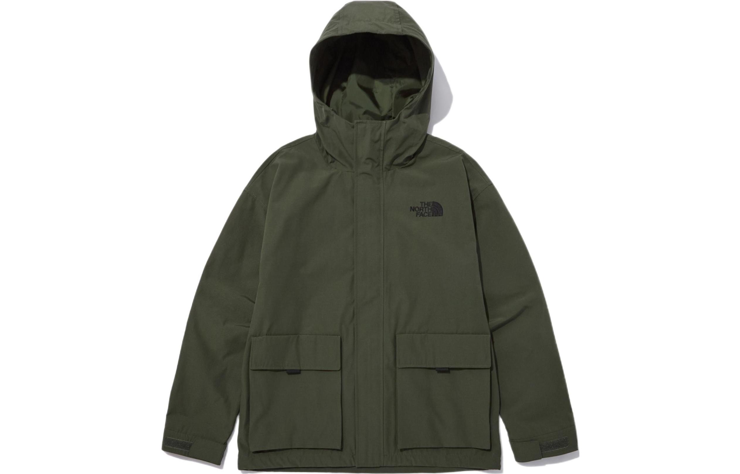 TNF Green Outdoor Zip-Up Hoodie Jacket with Logo Print NJ3BN55B