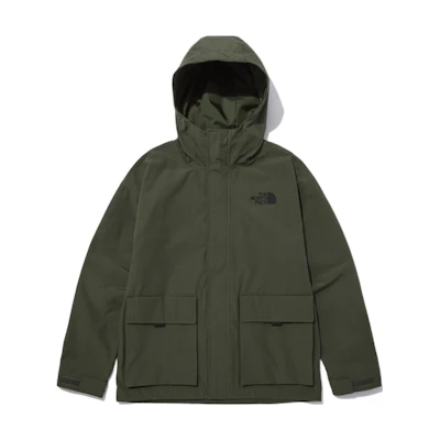 TNF Green Outdoor Zip-Up Hoodie Jacket with Logo Print NJ3BN55B
