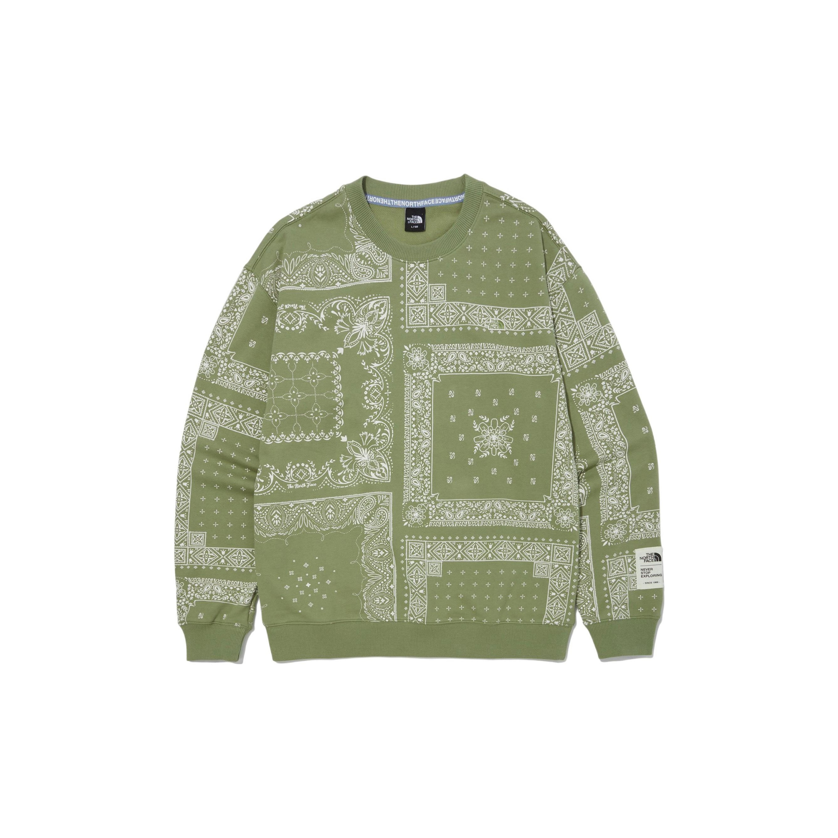 TNF Green Paisley Crewneck Pullover Sweatshirt NM5MN10A