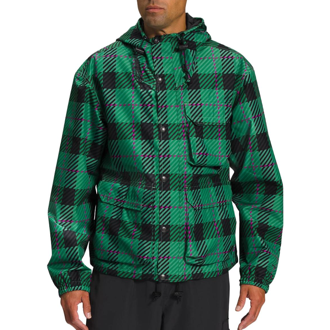 The North Face Green Plaid Utility Pocket Outdoor Hooded Jacket NF0A7URV-IOG