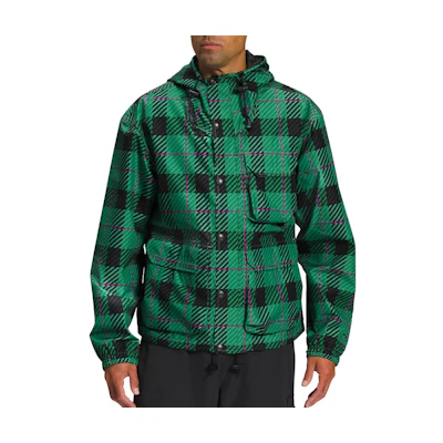 TNF Green Plaid Utility Pocket Outdoor Hooded Jacket NF0A7URV-IOG